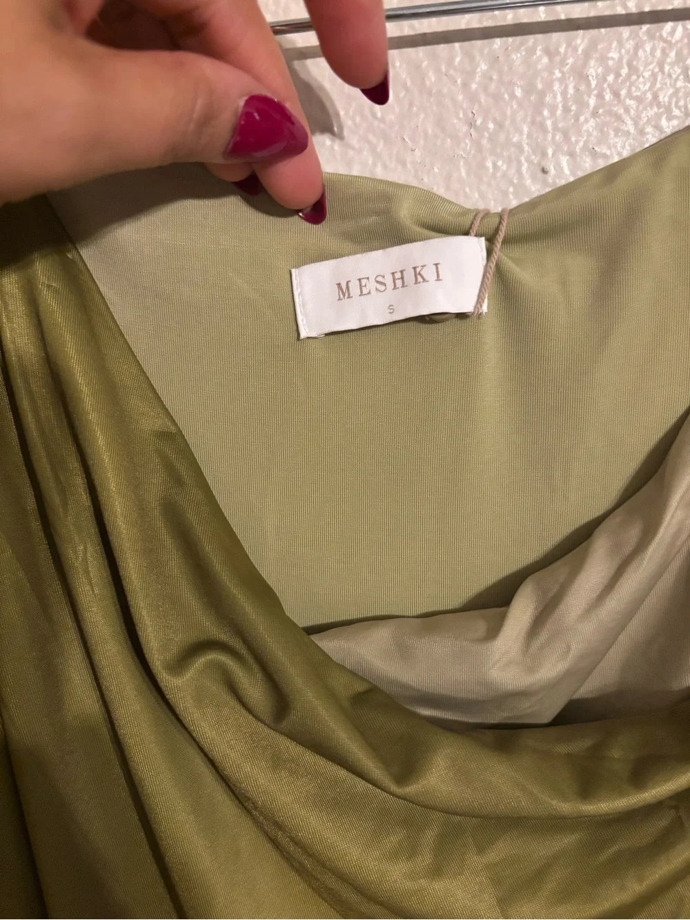 Meshki Bronwyn Halter Crop Top & Ruched Maxi Skirt Set in Ombré Vintage Olive
